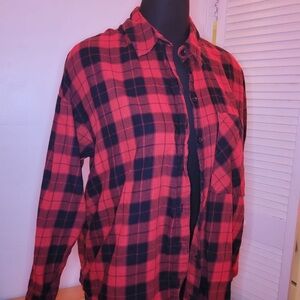 H&M Divided Red and Black Checkered Shirt